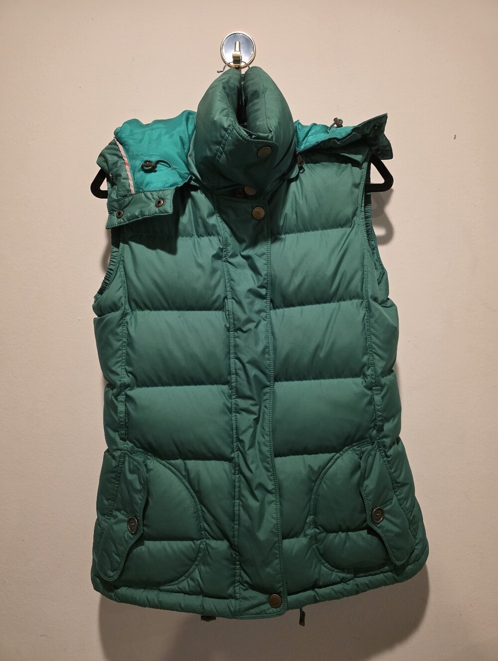 Authentic Burberry Brit Green Down Puffer Vest With Hood Size M​edium
